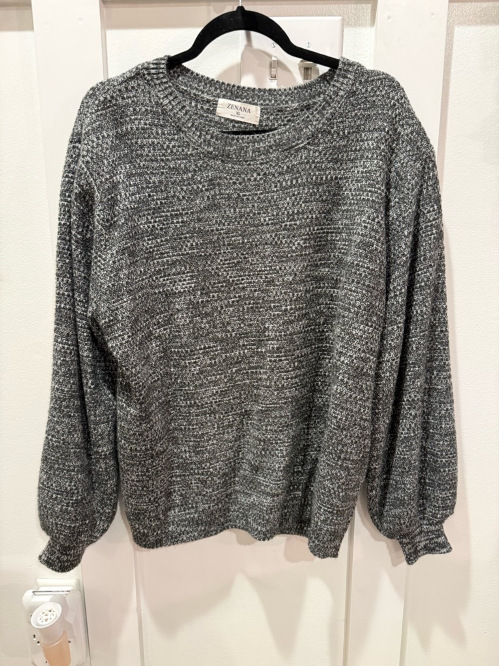 Zenana Outfitters Grey Marled Knit Sweater